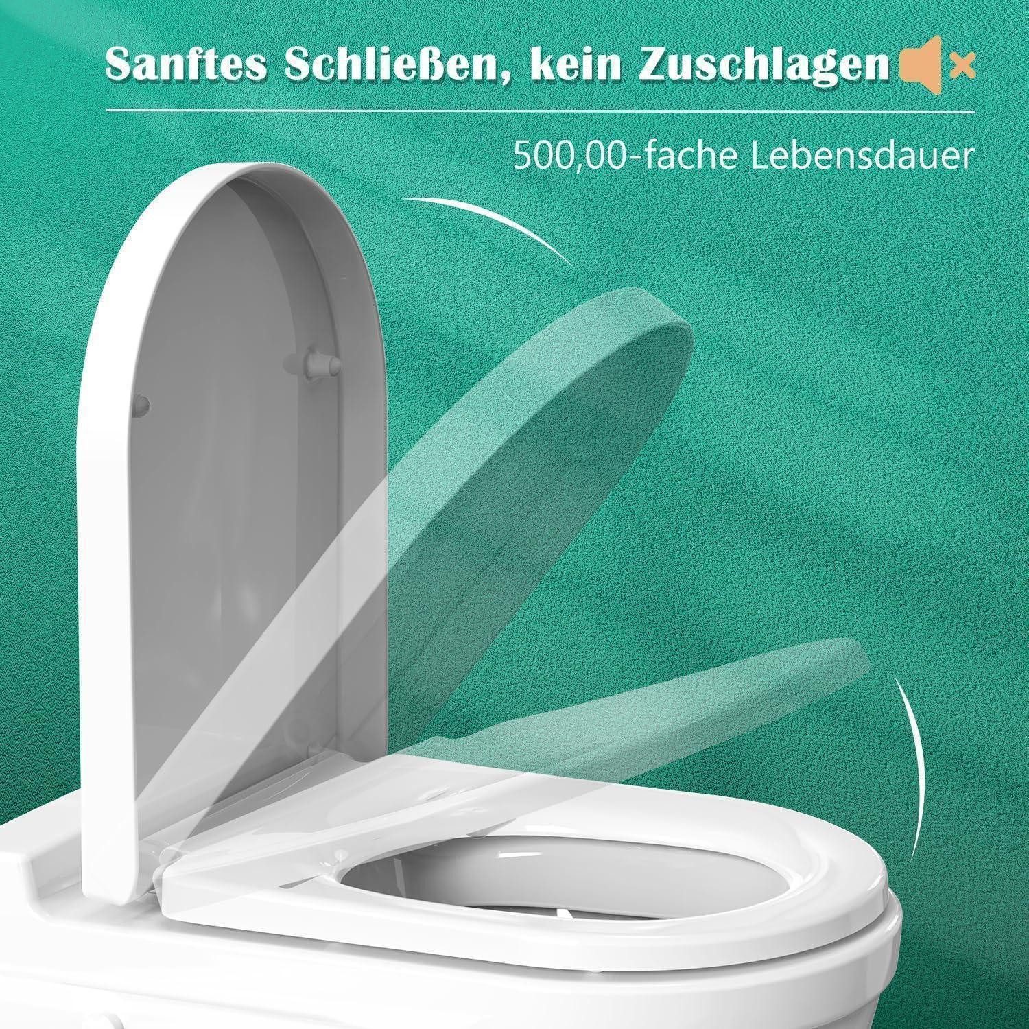 LuxusKollektion WC-Sitz Toilettendeckel WC Sitz D-Form Absenkautomatik Antibakteriell (1-St) – Bild 4 von 5