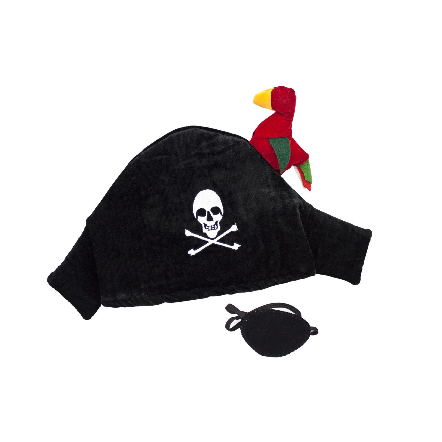 Kostüm Piratenhut mit Papagei & Augenklappe