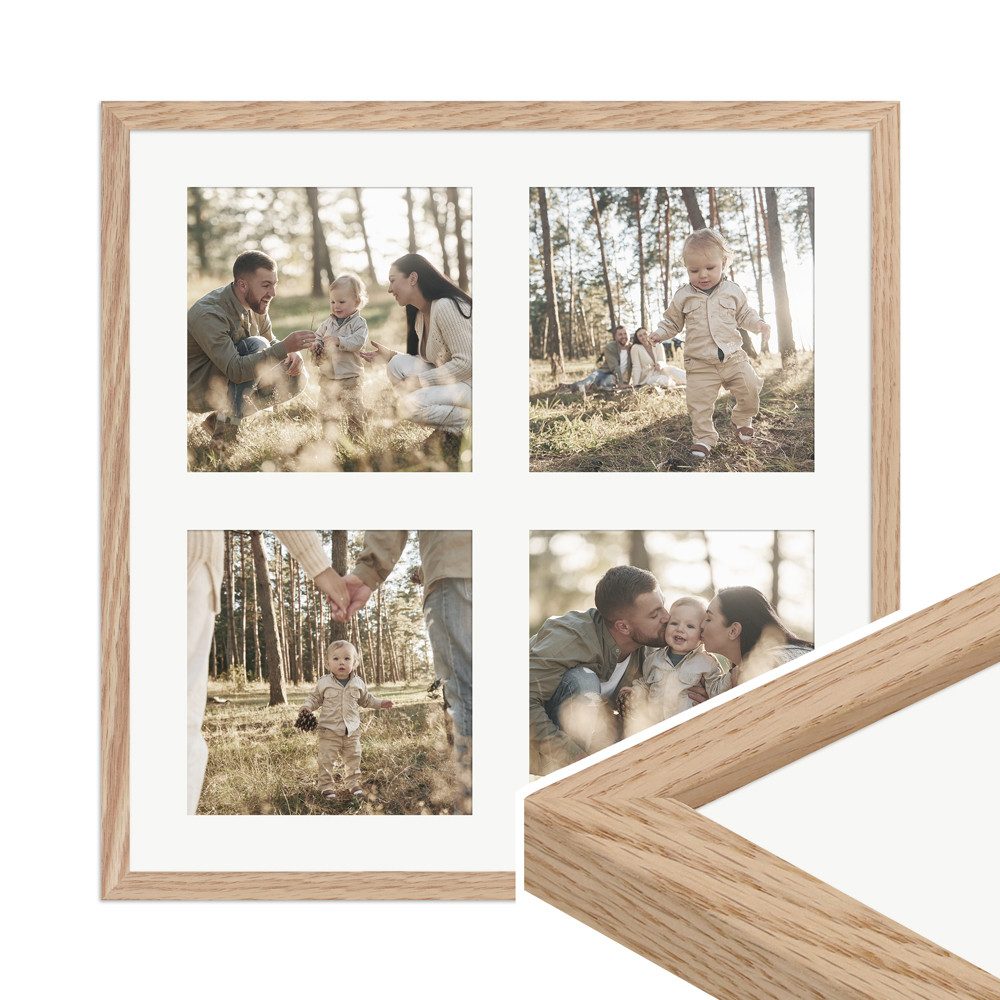 WANDStyle Galerierahmen G950 40x40 cm, für 4 Bilder, im Format 15x15 cm, aus Massivholz in der Farbe Eiche