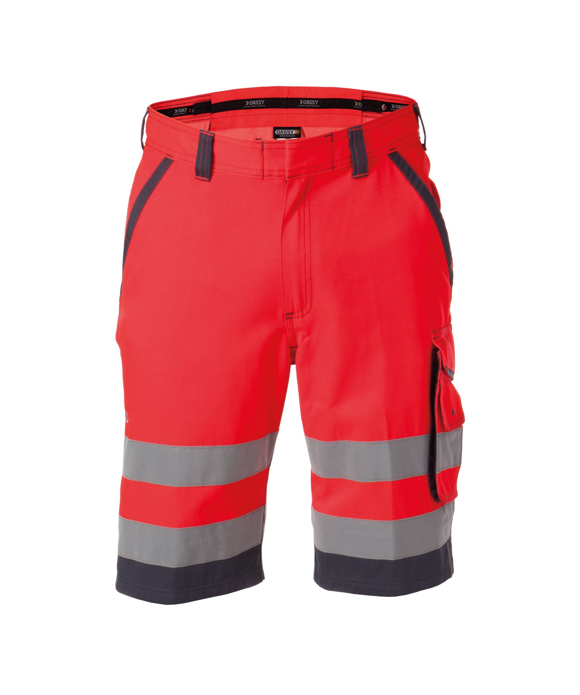 Dassy Arbeitsshorts Warnschutz-Shorts Lucca (1-tlg) neonrot/zementgrau