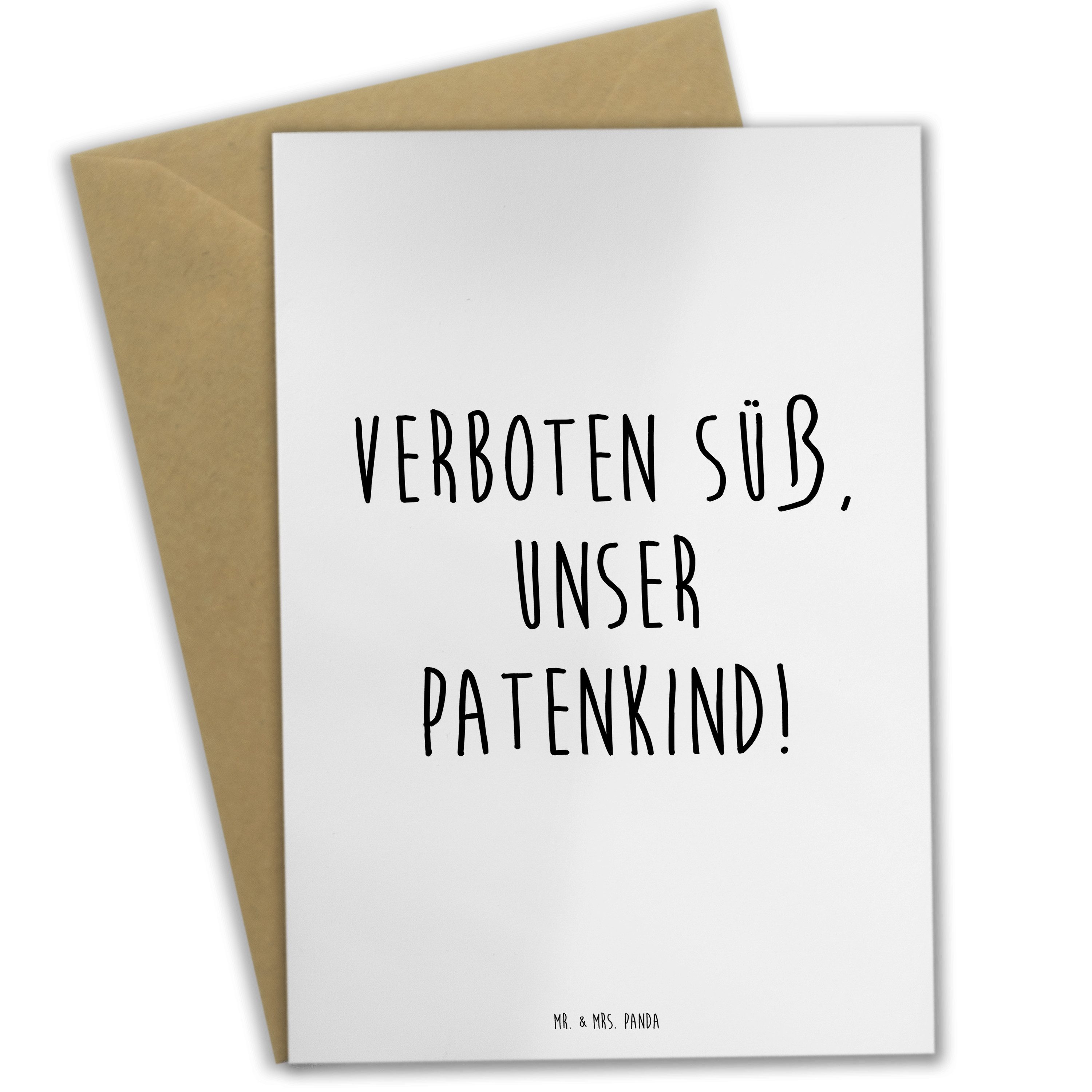 Mr. & Mrs. Panda Grußkarte Süßes Patenkind Weiß Geschenk, Karte