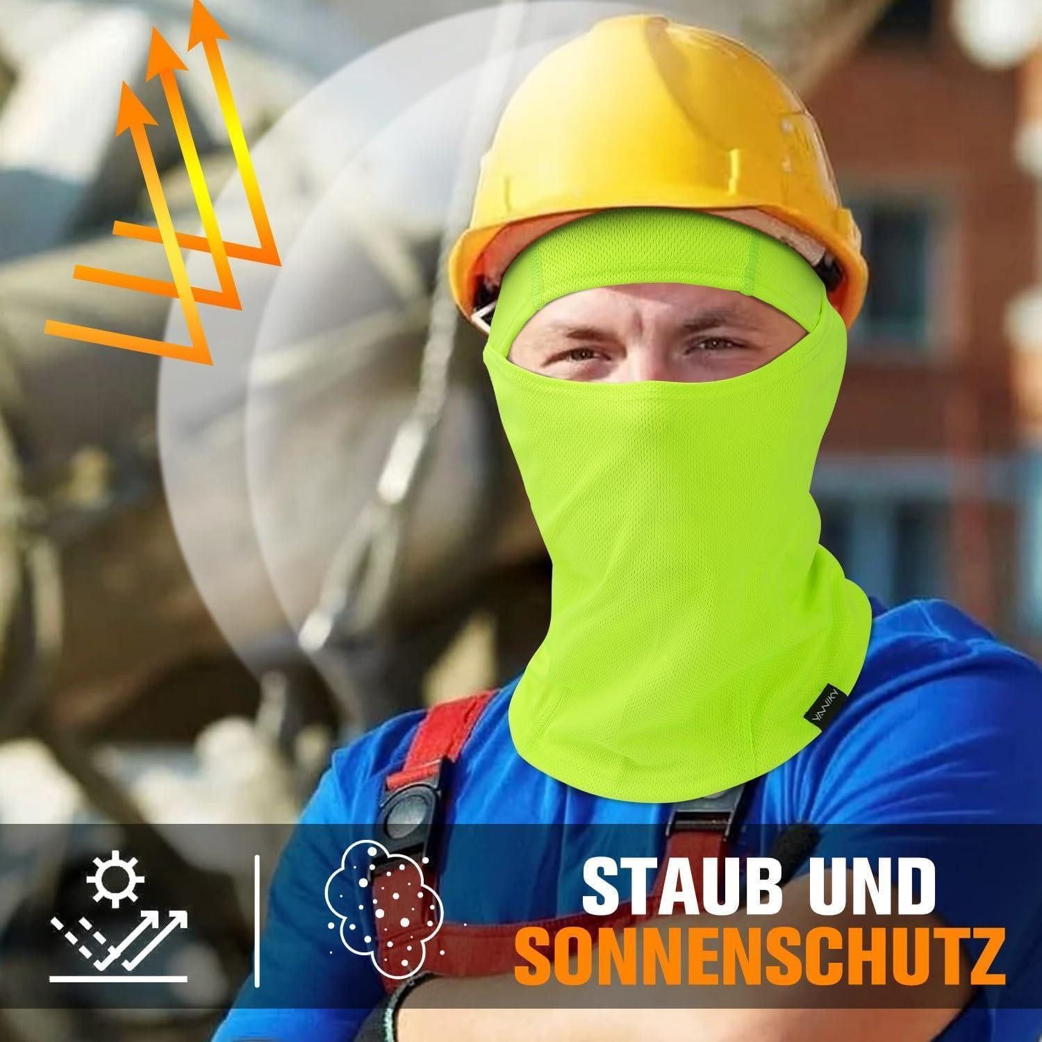 LuxusKollektion Sturmhaube Sturmhaube Balaclava UV Schutz Herren Schwarz+Fluoreszierendes Grün