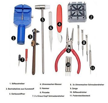 BAYLI Werkzeugkoffer 16 teiliges Uhrmacherwerkzeug Set, Werkzeug Uhren und Schmuck Reparatu