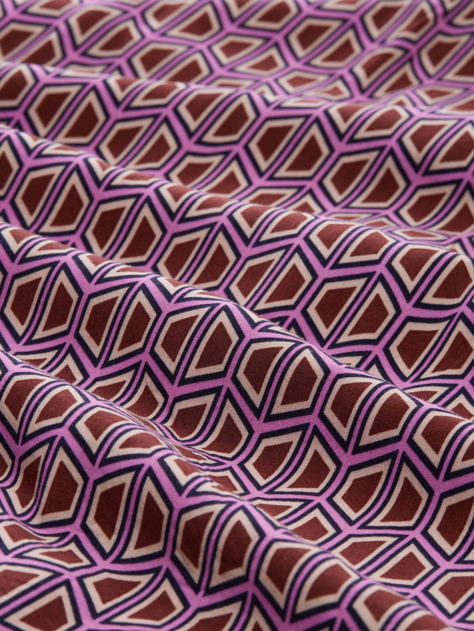 TOM TAILOR geometrics Livaeco Langarmbluse print mit Bluse brown