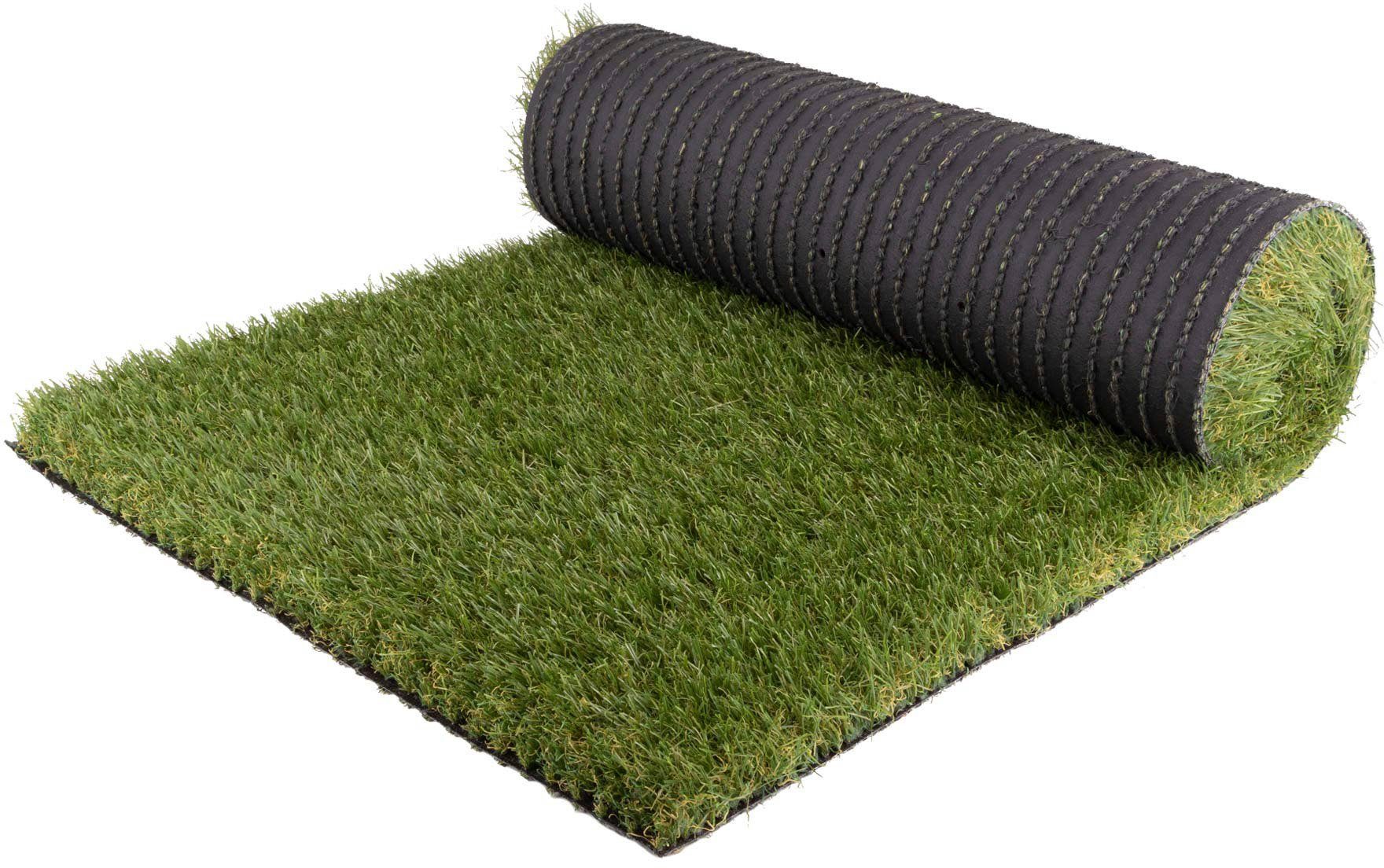 Primaflor-Ideen in Textil Kunstrasen Premium ZENIT, rechteckig, Höhe: 47 mm, natürliche Optik, mit Drainagefunktion, ideal für Balkon & Terrasse