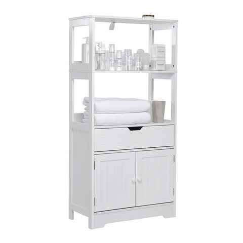 Mondeer Badkommode Badezimmerschrank, Badschrank, Aufbewahrungsschrank, 60 x 30 x 121cm, weiß