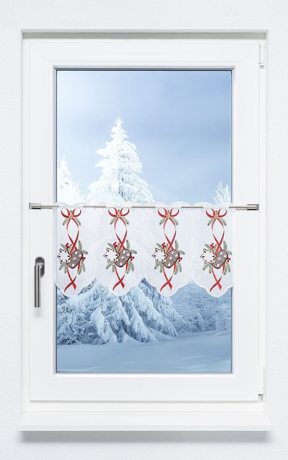 Plauener Spitze® Scheibengardine Lebkuchen (1 St), transparent, HxB 30x48.6cm