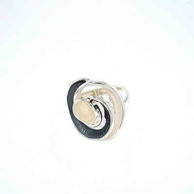 Mein Style Fingerring elastischer Ring Rose grau-silber R5326.1 (1 Stück, 1-tlg., 1 Stück), elastischer Ring, passend für alle Ringgrößen