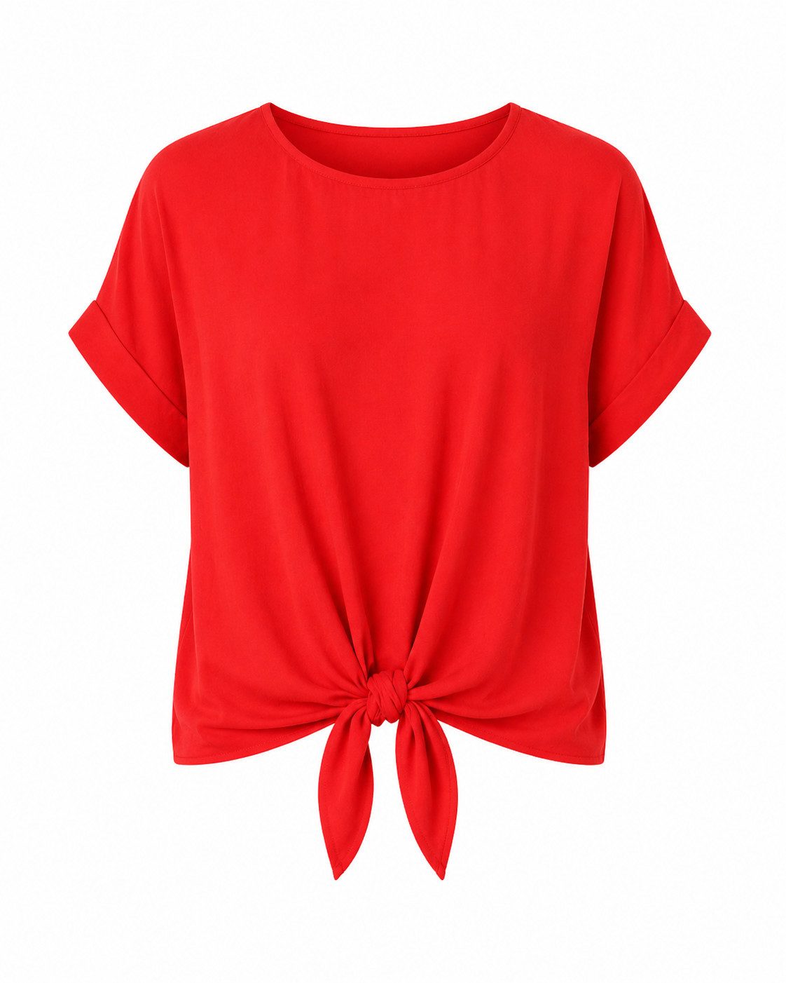 ITALY VIBES Kurzarmbluse - sommerliche Bluse - Blusenshirt Damen mit Knotendetail ONE SIZE / passend für Größe S - L