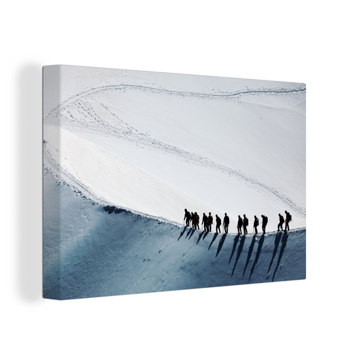 Aufhängefertig, den Leinwandbilder, (1 Wandbild Bergsteigern Leinwandbild Mont Eine Wanddeko, OneMillionCanvasses® von St), Gruppe besteigt cm 30x20 Blanc,