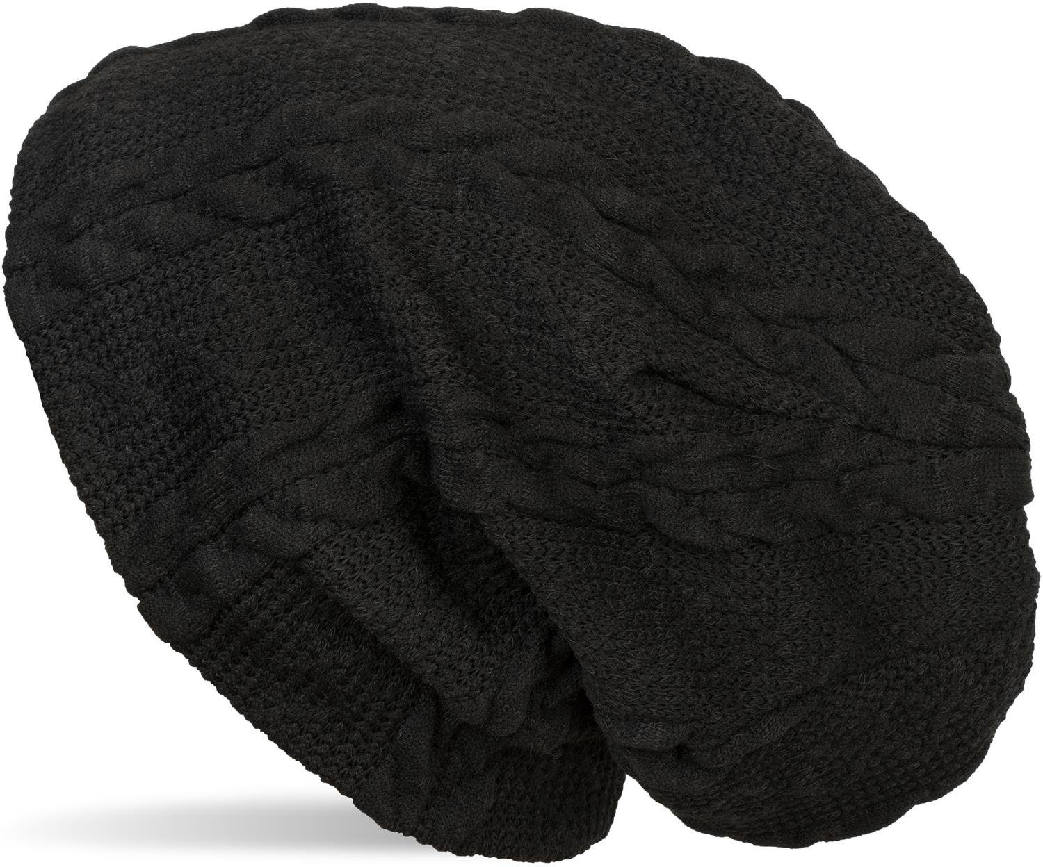 Strickmütze Feinstrick Beanie mit Zopfmuster und Fleece