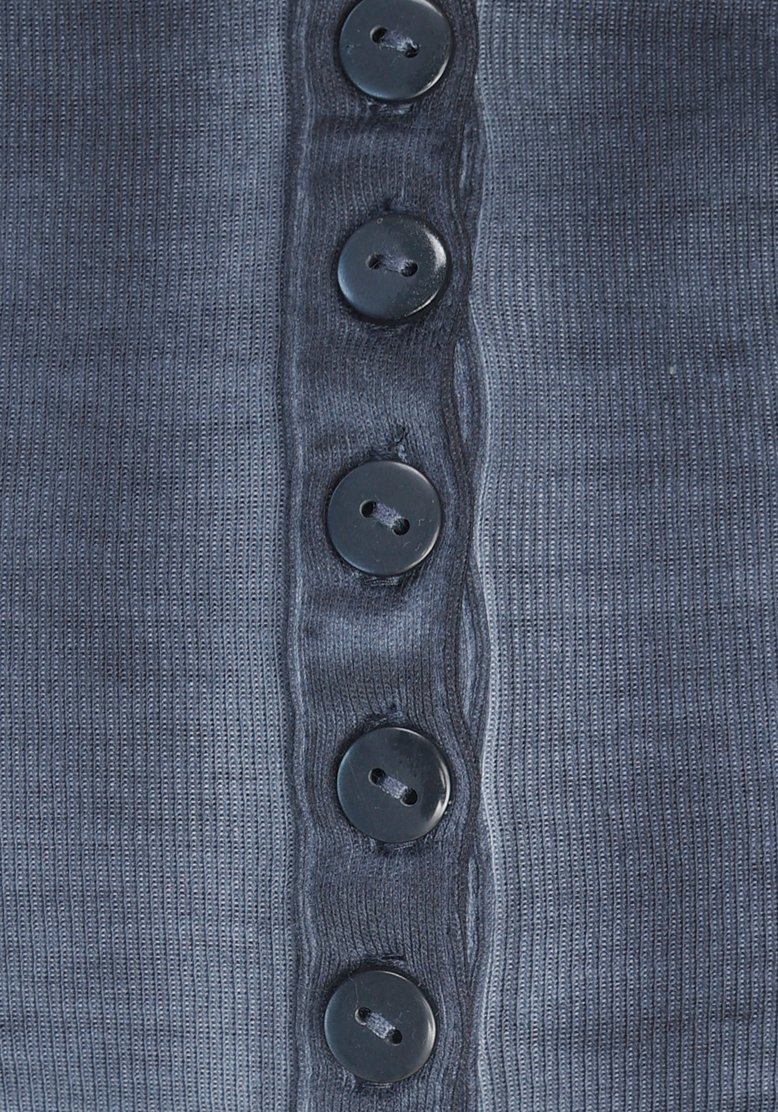 Arizona Langarmshirt mit Ärmelriegel und Krempelärmel Knopfleiste mit Riegel