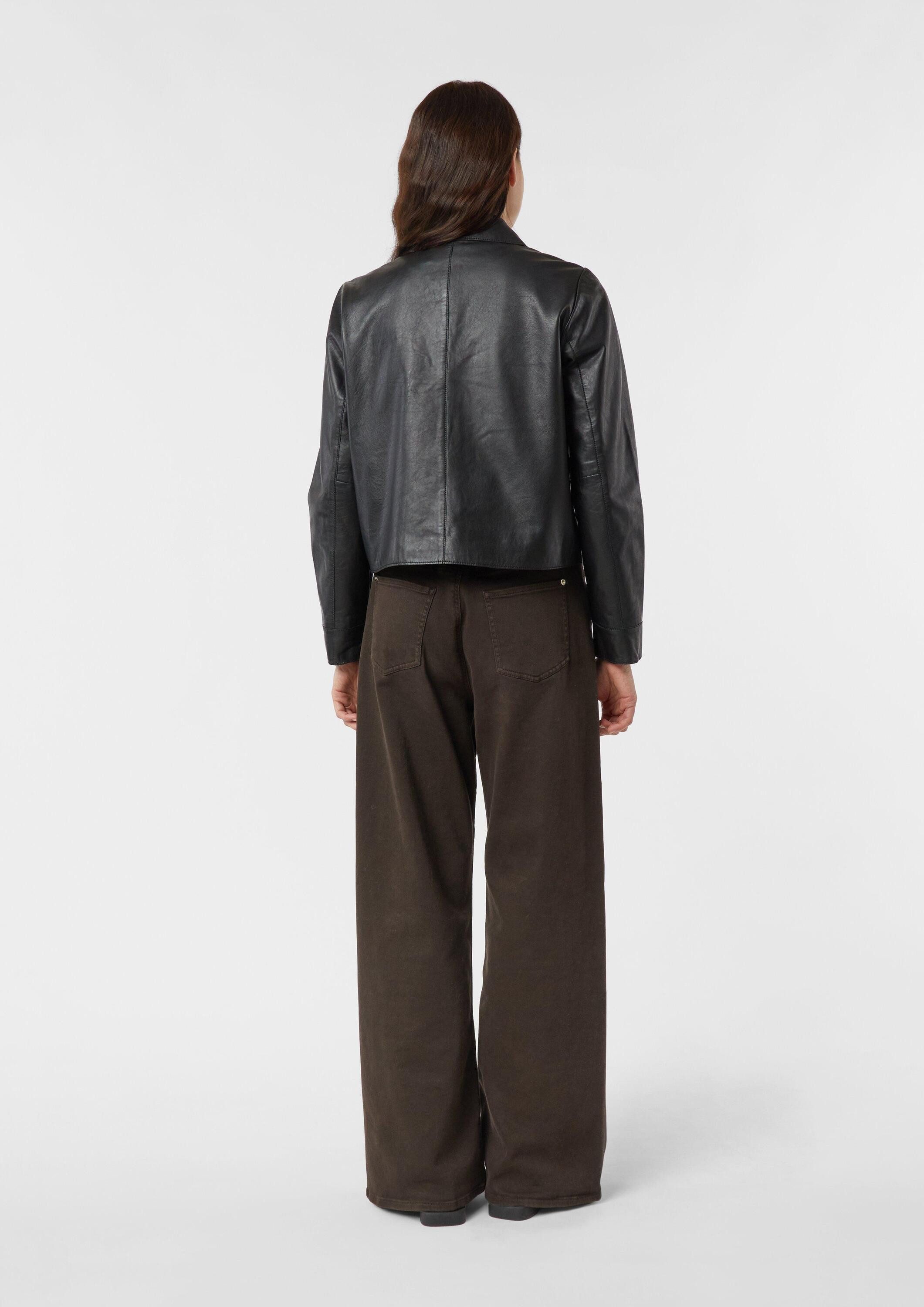 comma Funktionsjacke Indoor-Jacke Jacke aus Echtleder mit aufgesetzten Taschen