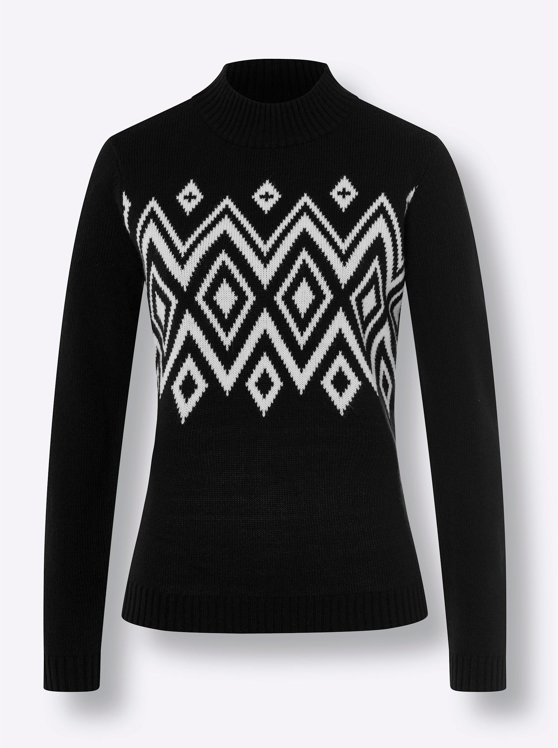 Sieh an! Strickpullover Stehkragen-Pullover Langarm Jersey, Jacquard