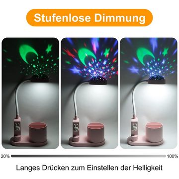 GelldG Schreibtischlampe Nachttischlampe mit Stifthalter, dimmbare wiederaufladbare Leselampe