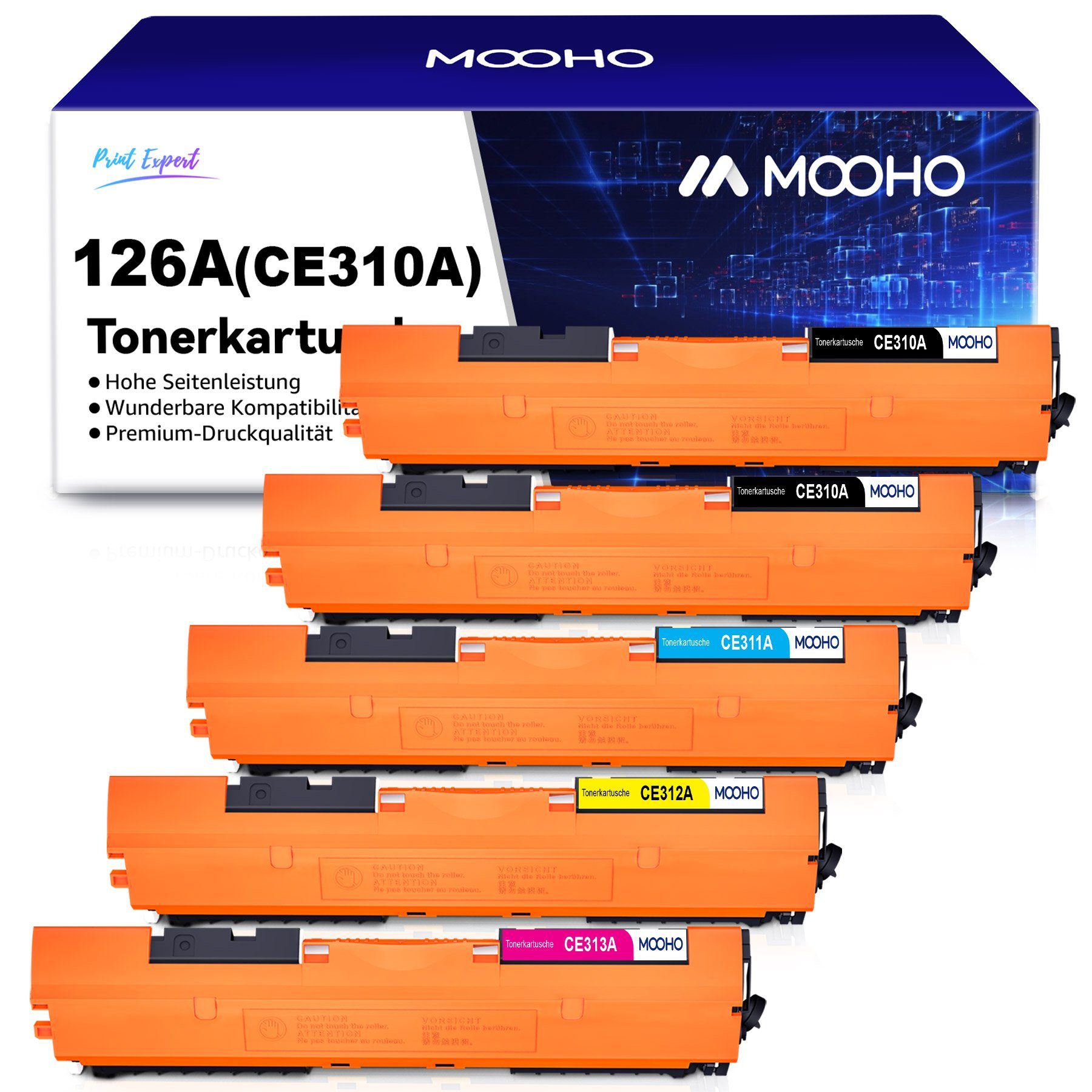MOOHO Tonerkartusche für HP CE350A 126A, (TopShot Laserjet CP1025 100 MFP M177FW M176N toner)