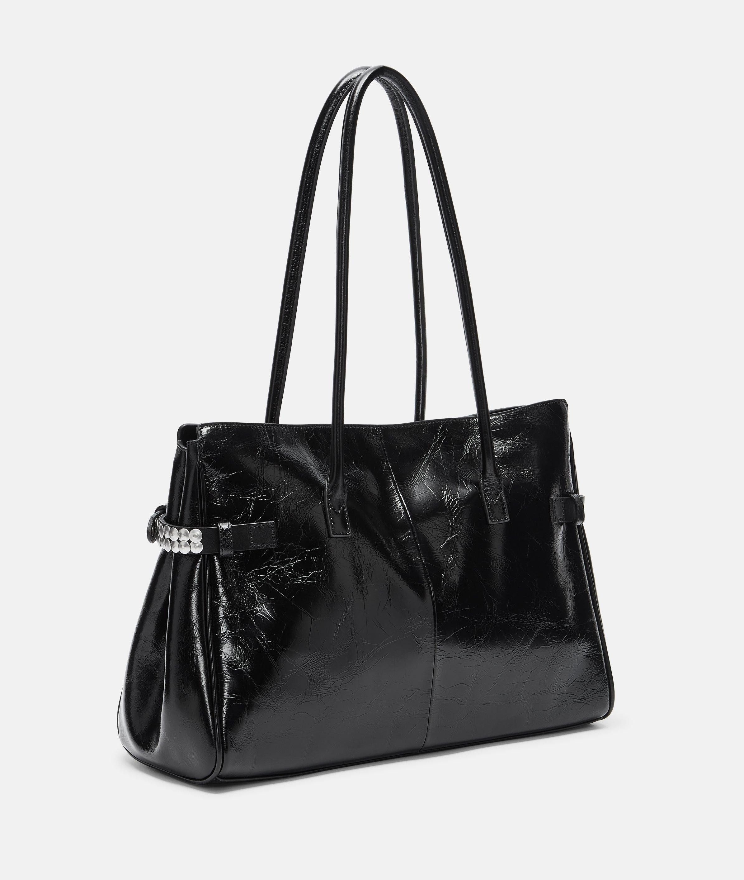Liebeskind Berlin Schultertasche Nori Satchel L, Große Tasche aus Rindsleder mit glossy Finish