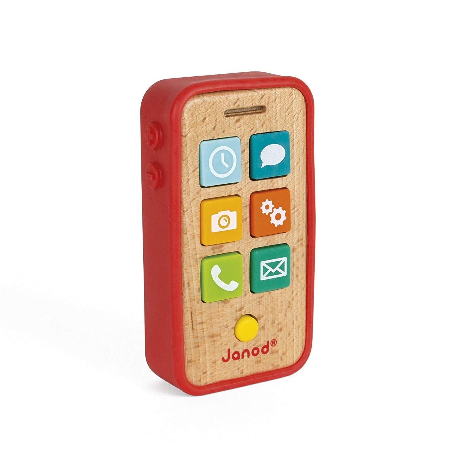 Holz-Smartphone mit Sound & Silikonhülle – Rollenspiel ab 18 Monaten Holzbaukasten