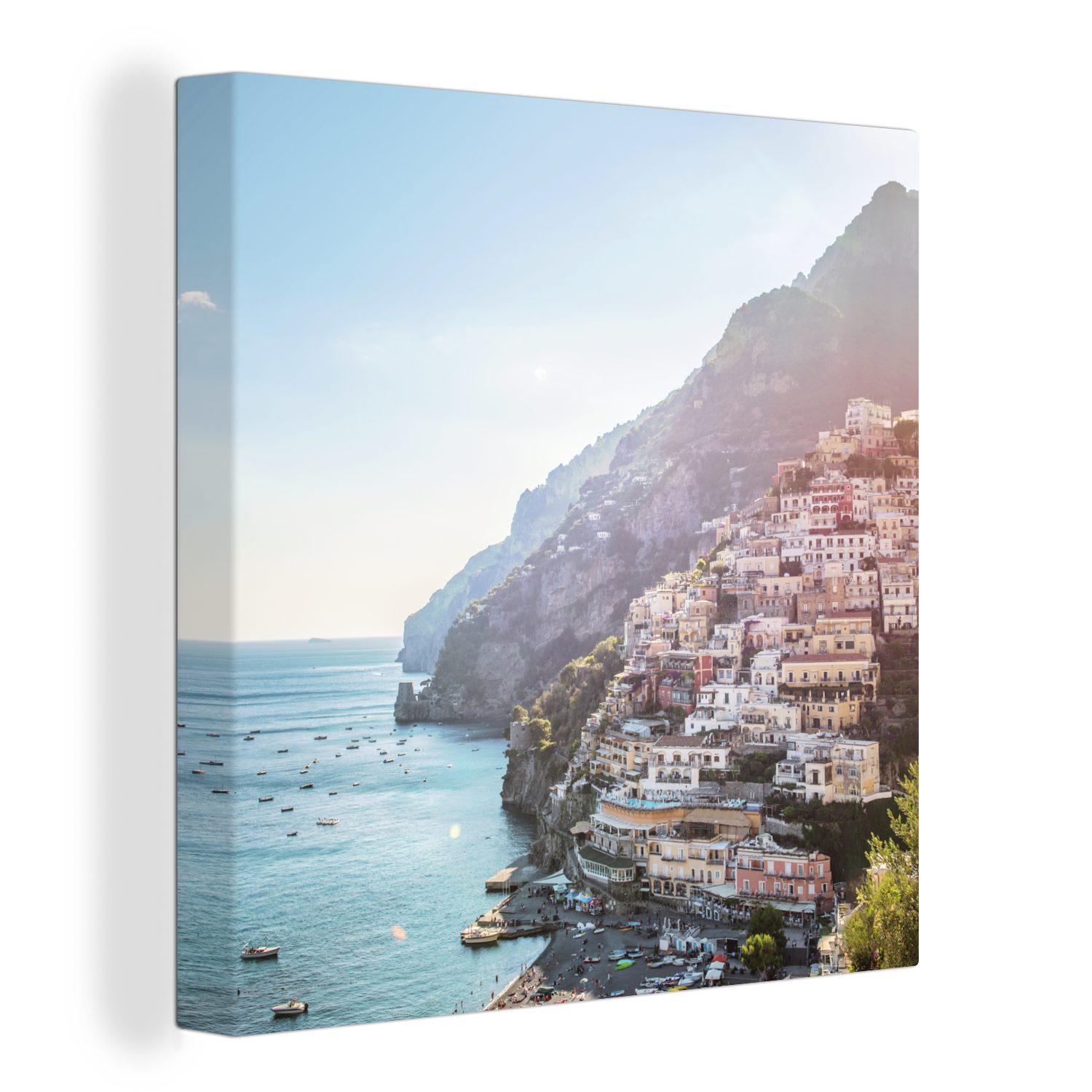 OneMillionCanvasses® Leinwandbild Italien - Felsen - Häuser, (1 St), Leinwand Bilder für Wohnzimmer Schlafzimmer