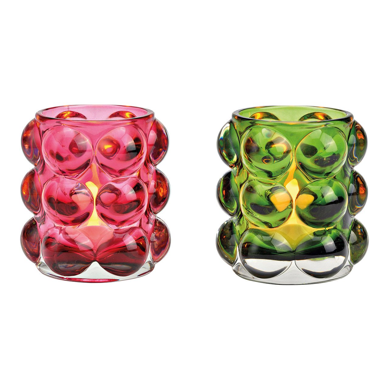Wurm Windlicht Windlicht Bubble, 1 Stück, aus Glas, Pink oder Grün, 10039370 (1 St)