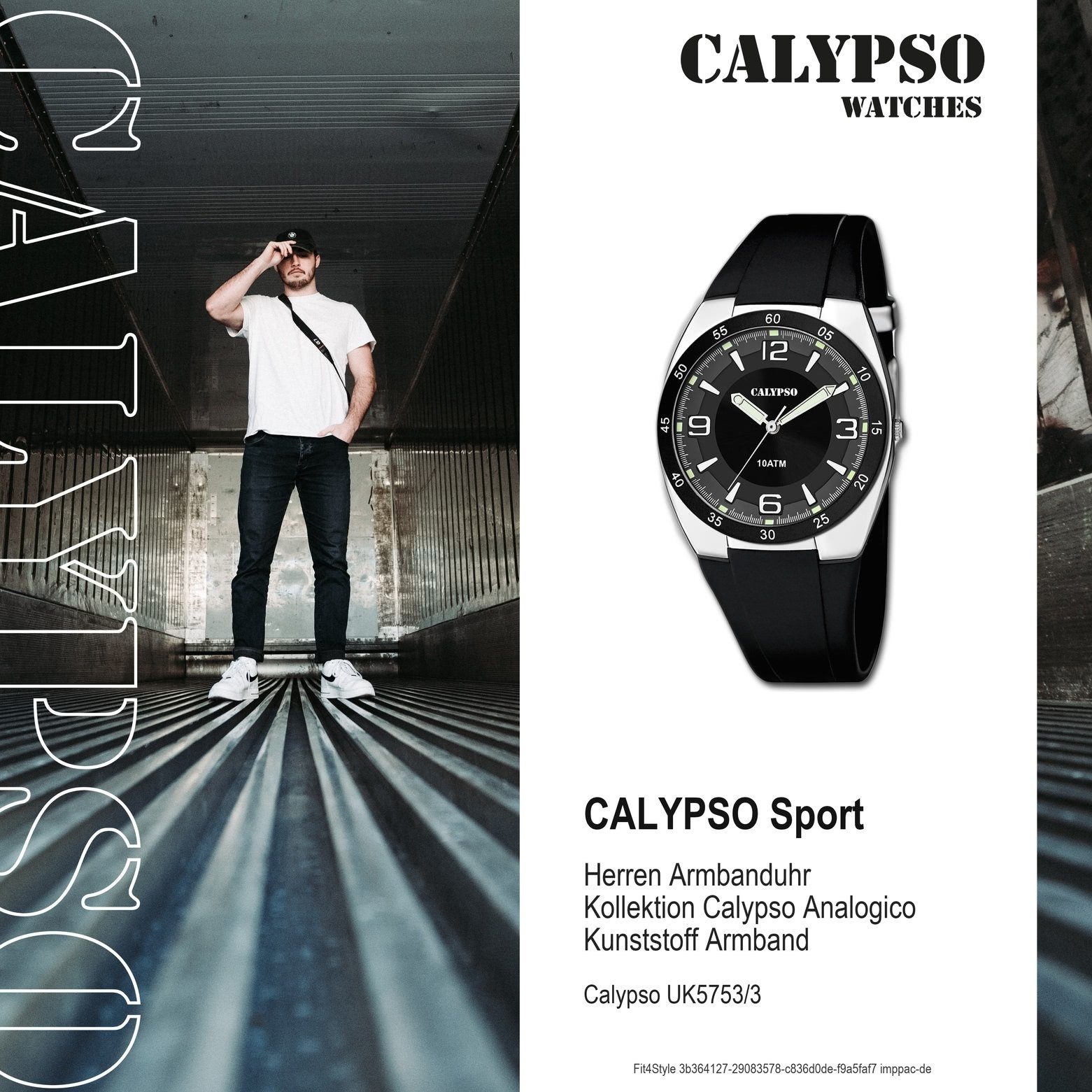 rund, CALYPSO PUarmband Quarzuhr schwarz, Armbanduhr K5753/3 Calypso Kunststoffband, Uhr Herren Sport Kunststoff, Herren WATCHES