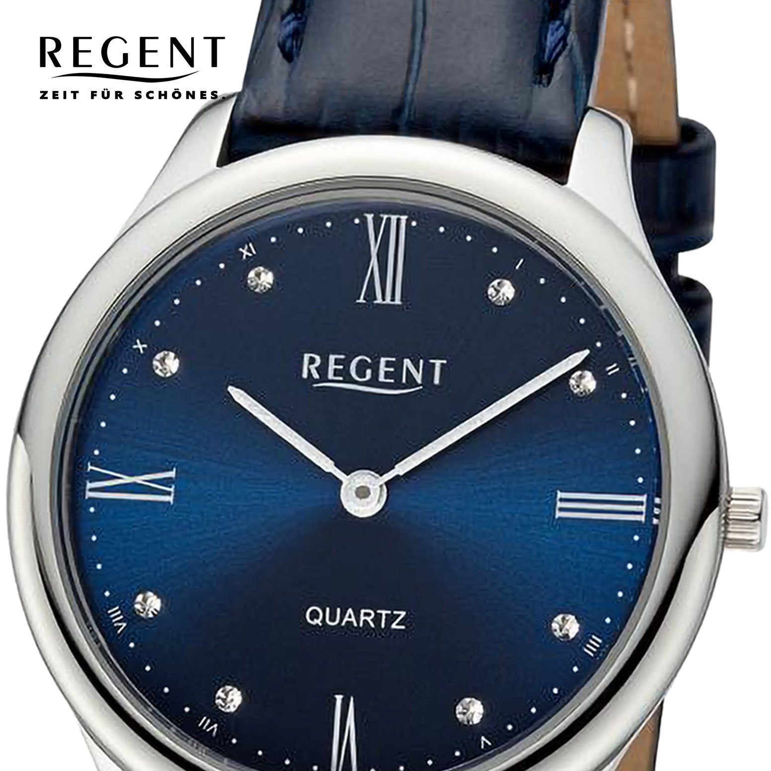 33mm), Analog, rund, Armbanduhr Lederarmband Damen groß extra Damen Armbanduhr Quarzuhr Regent Regent (ca.