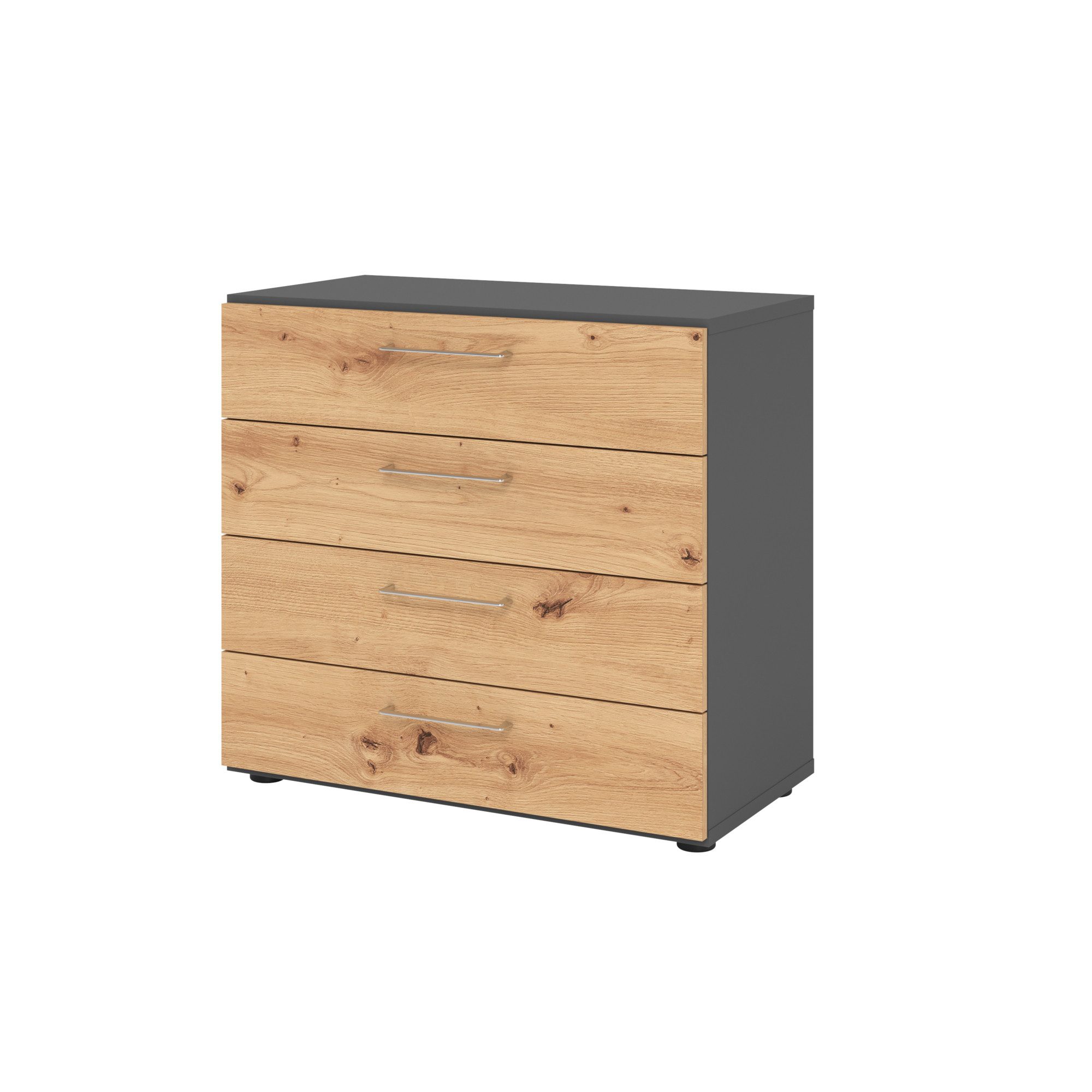 Hängeschuhschrank Regal 2OH 4 Schübe graphit/Asteiche