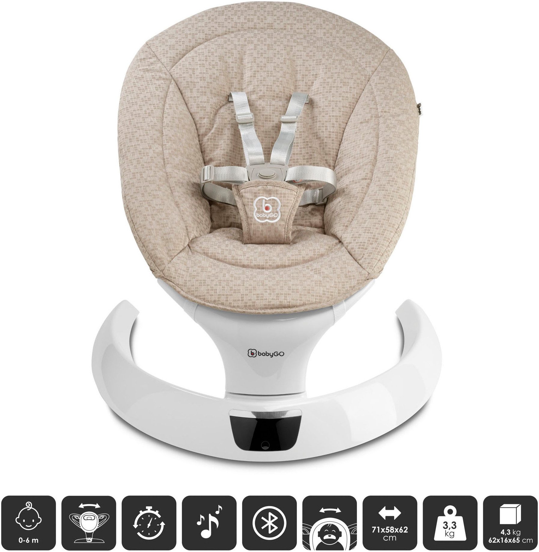 BabyGo Babywippe Swing, mit Fernbedienung, Musik, Schaukelfunktion