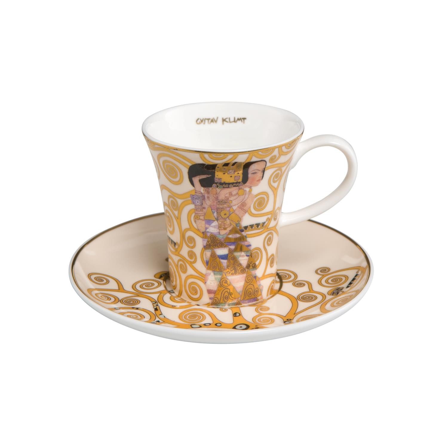 Goebel Tasse Gustav Klimt, Porzellan, Spülmaschinengeeignet, Gold, Motiv: Die Erwartung