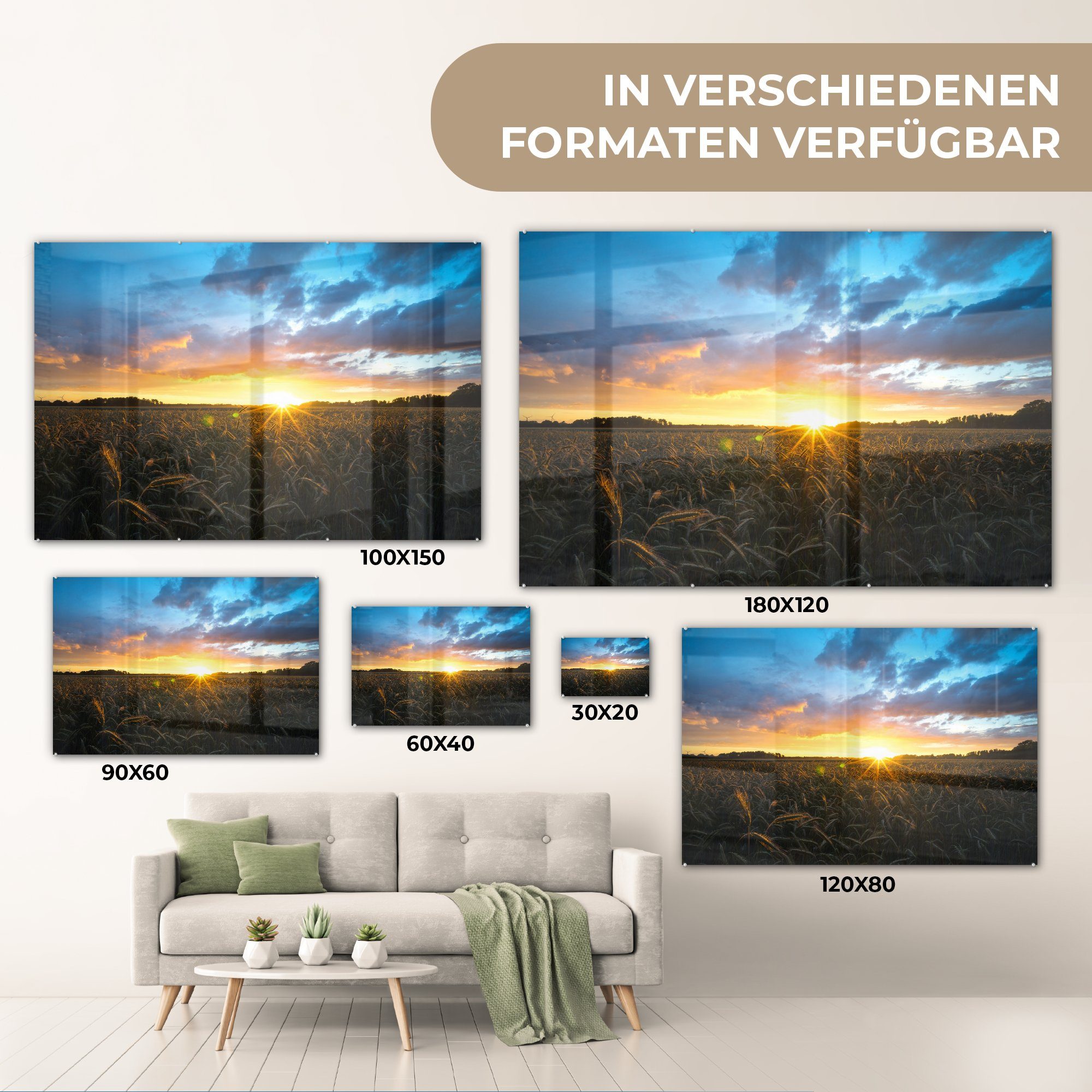 MuchoWow Acrylglasbild Sonne - Himmel Schlafzimmer - & Wohnzimmer St), (1 Mais, Acrylglasbilder