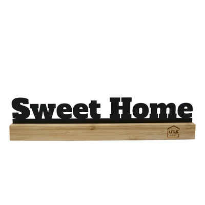 UNUS HOME Deko-Buchstaben Aufsteller Sweet Home oder Familie (30cm), Schriftzug Deko-Aufsteller Bambusholz Metall Aufsteller Wohndekoration