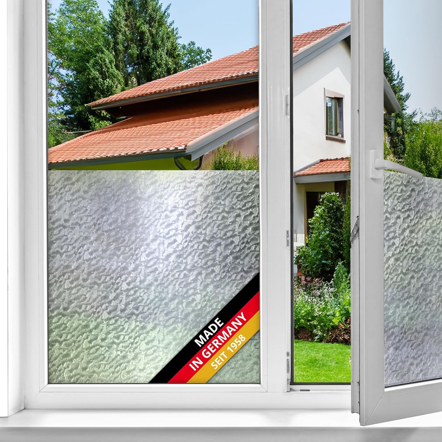d-c-fix Fensterfolie Snow - selbsthaftende Sichtschutzfolie Deko Folie für Fenster innen, Spürbar geprägt, Statisch haftend - rückstandslos entfernbar und wiederverwendbar