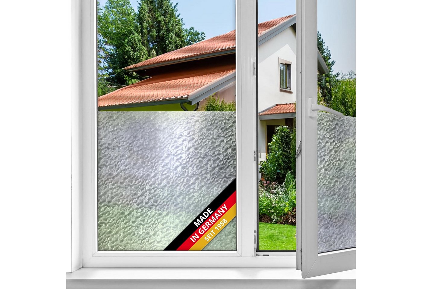 d-c-fix Fensterfolie Snow - selbstklebende Sichtschutzfolie Deko Folie für Fenster innen, Leicht geprägt, Selbsthaftend, zuschneidbar und rückstandslos entfernbar