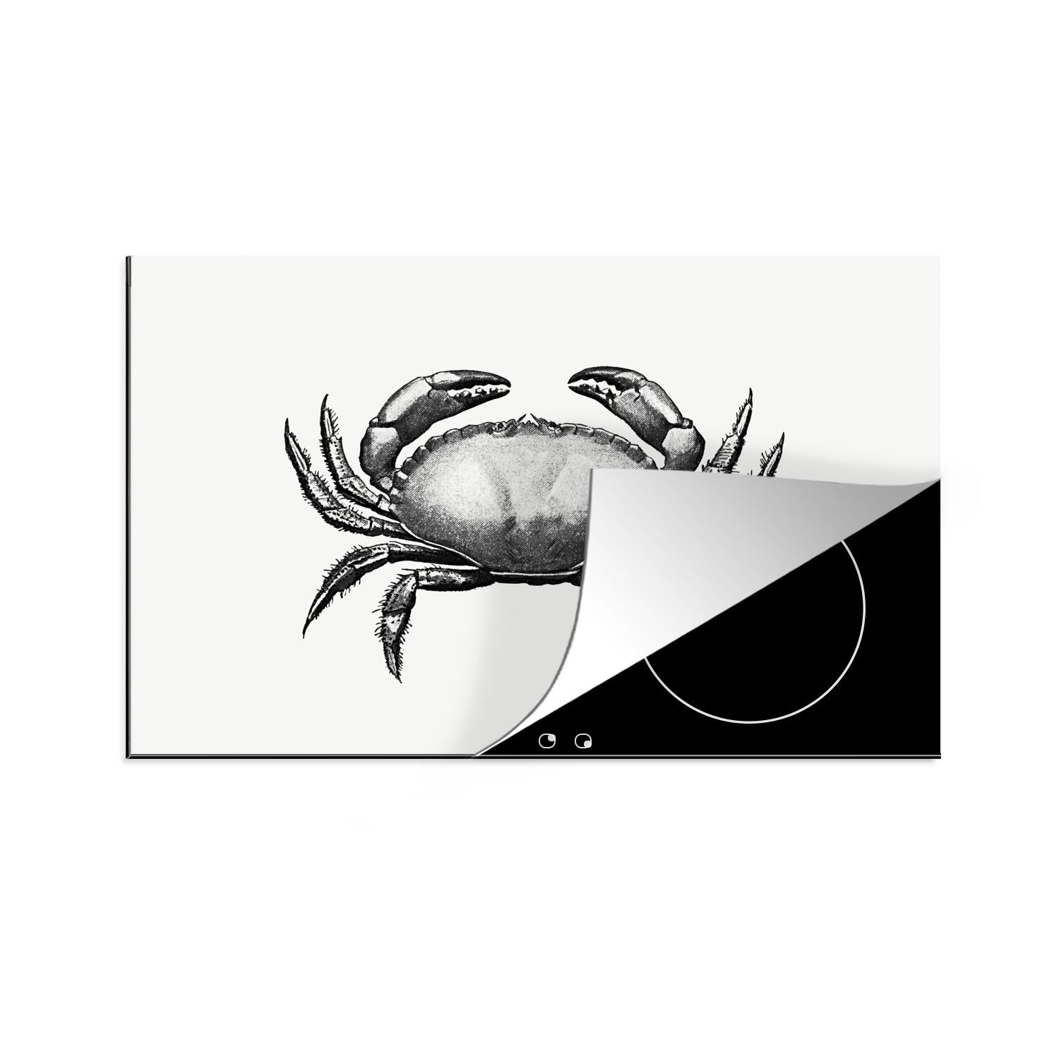MuchoWow Herdblende-/Abdeckplatte Jahrgang - Krabbe - Tiere, Vinyl, (1 tlg), 81x52 cm, Induktionskochfeld Schutz für die küche, Ceranfeldabdeckung