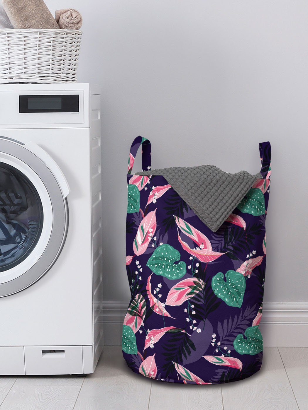 Abakuhaus Wäschesäckchen Wäschekorb Blätter Kordelzugverschluss Abstrakt Griffen mit Kunst Farbige Sommer Waschsalons, für