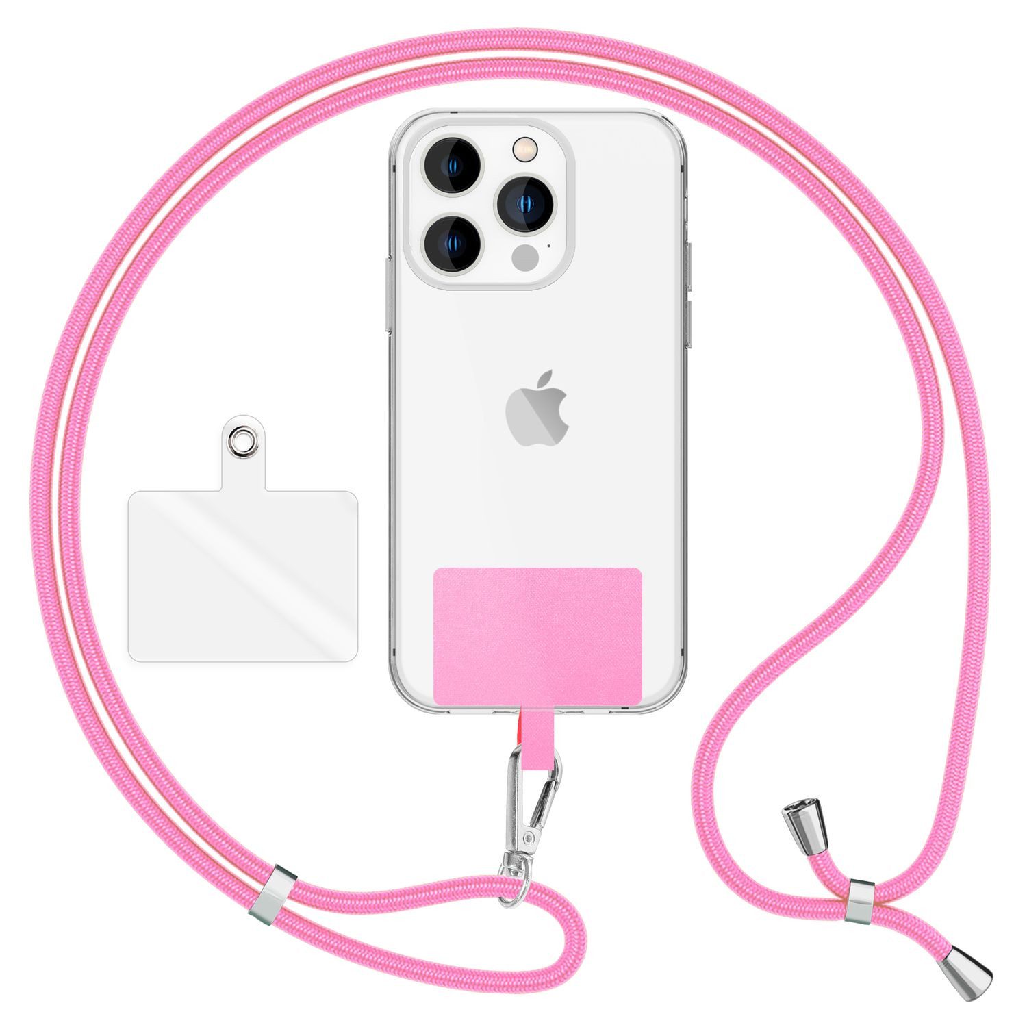 Nalia Handykette Universal Smartphone, Handy Band zum Umhängen mit Pad / 160 cm Lanyard Schlüsselband & Haken