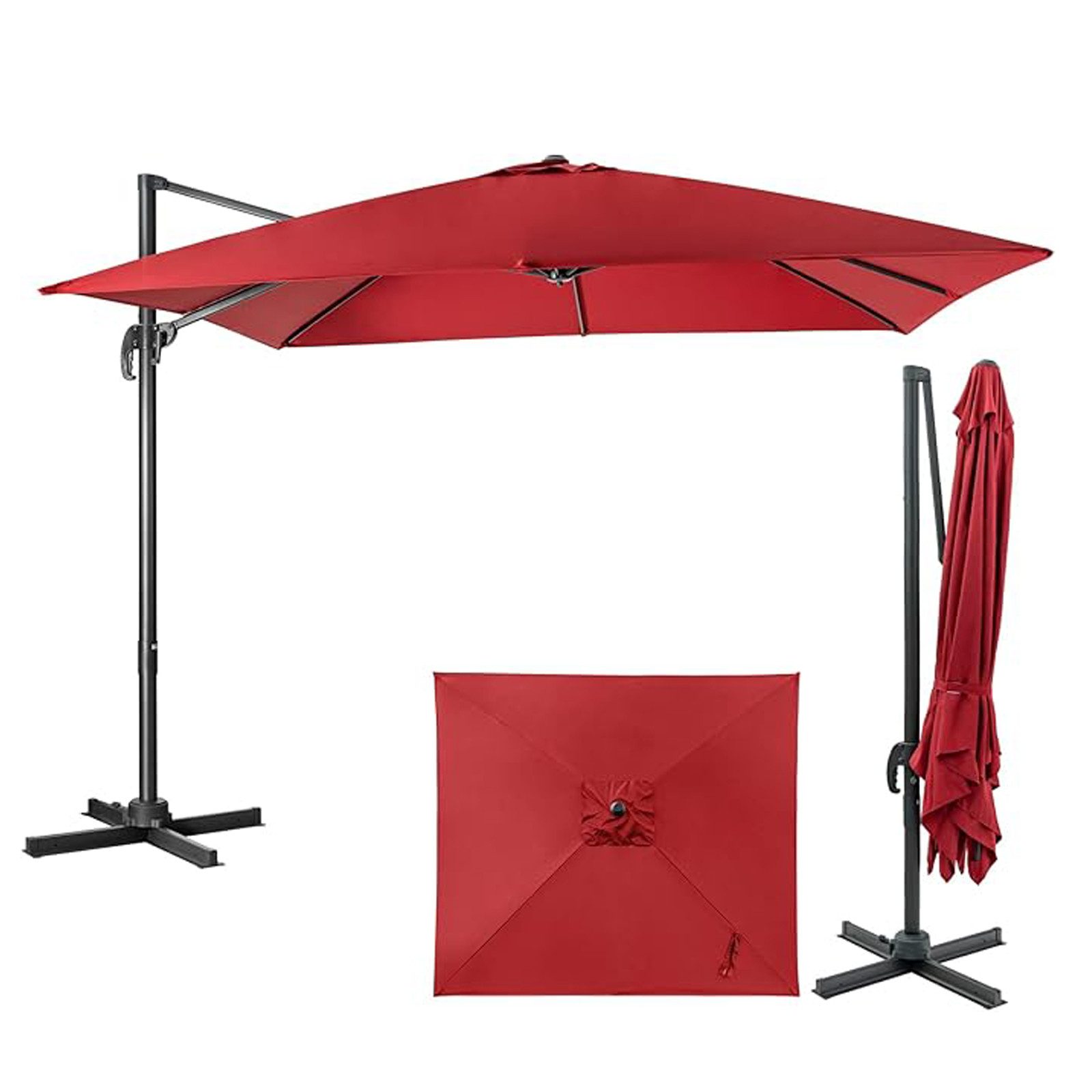 KOMFOTTEU Sonnenschirm 360° Drehbarer Ampelschirm, 8 günstig online kaufen