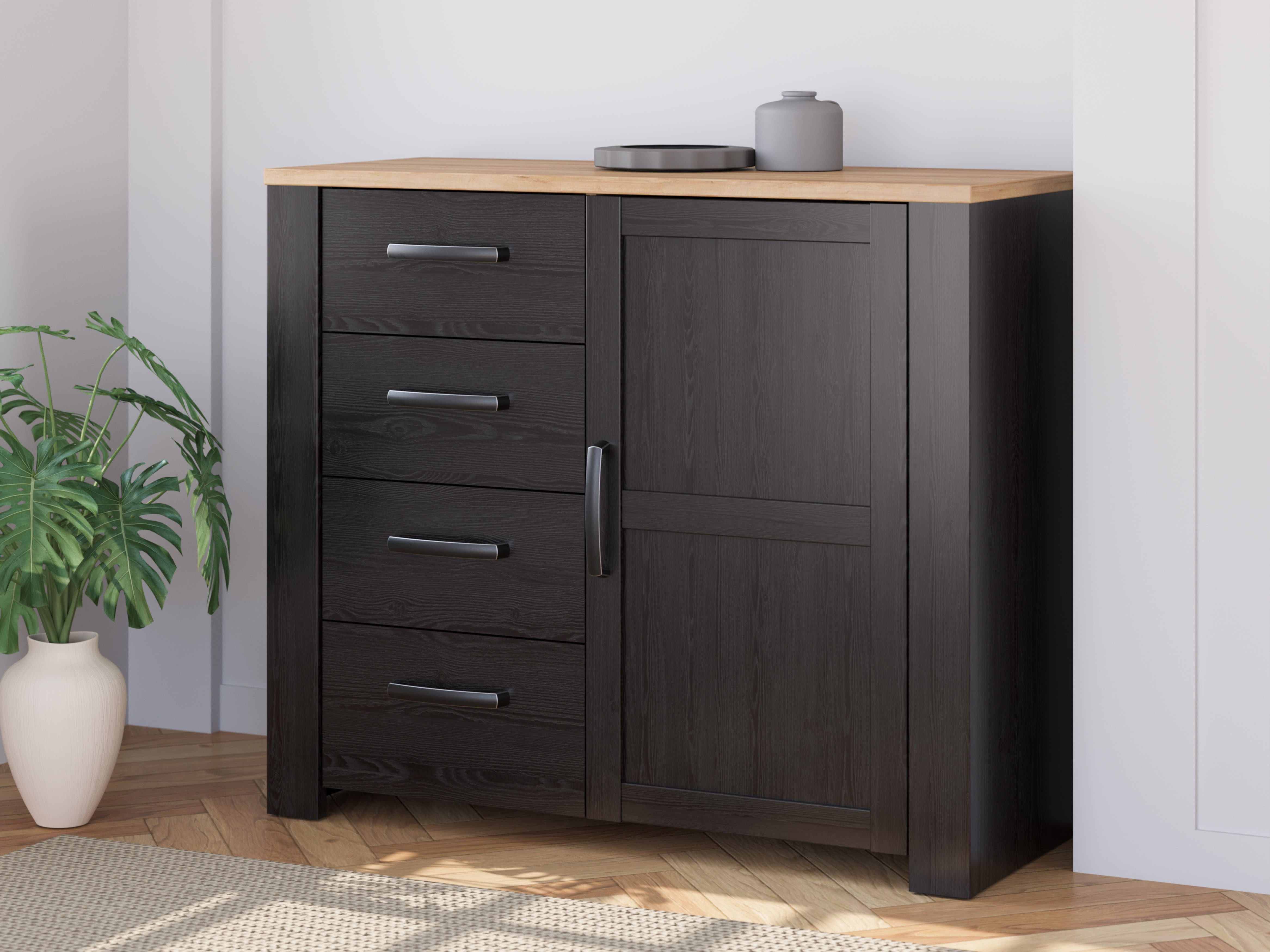 FORTE Kommode, B/H/T 101,4/87/42 cm, Soft Close, 4 Schubkästen