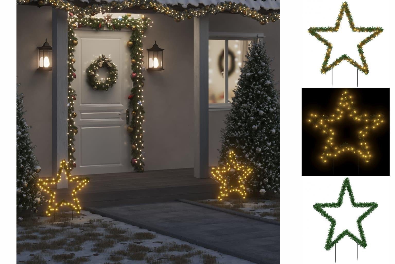vidaXL cm Grün Erdspießen und 80 LEDs Weihnachtsstern 60 Dekolicht mit Außenbereich