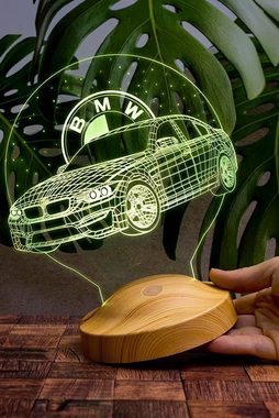 Geschenkelampe LED Nachttischlampe 3D Nachtlicht mit Gravur Geschenkidee für Autofans klassisches Auto, Leuchte 7 Farben fest integriert, Geburtstagsgeschenk, Geschenk für Jungen
