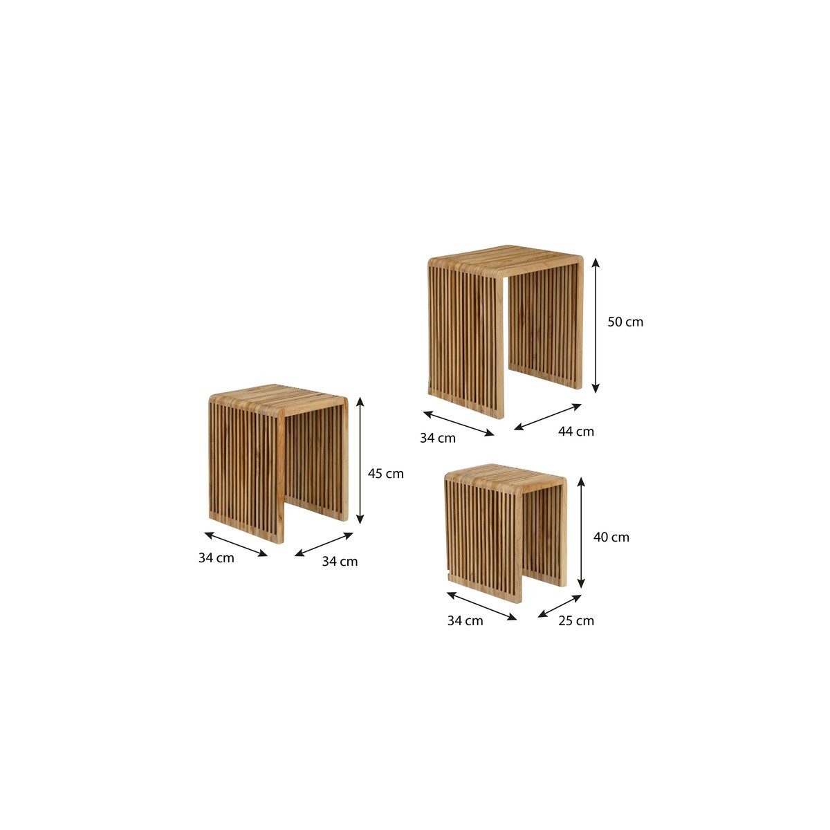 Mica Decorations Beistelltisch Mica Decorations Yonker Beistelltisch braun Satz von 3 - l44xb34xh50cm