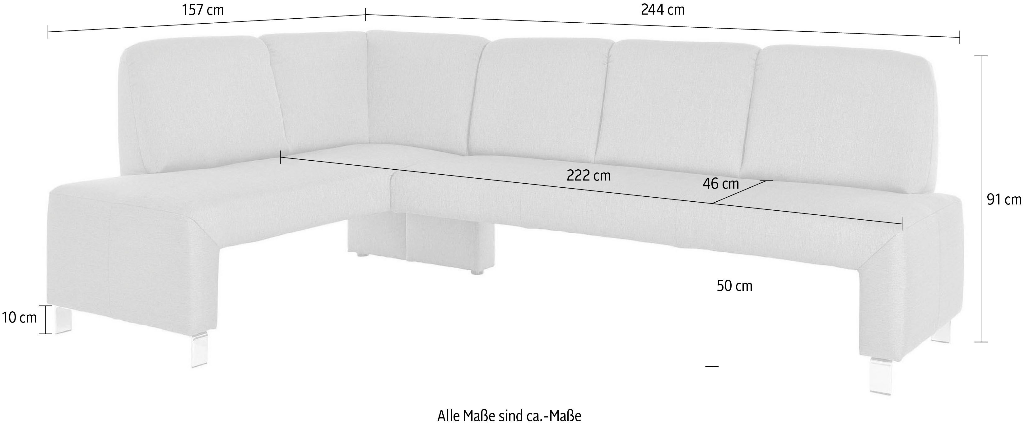 exxpo - sofa fashion Eckbank Intenso, viele Bezugsstoffe Cord, Struktur 243/158 cm (B/T), hohe Bodenfreiheit, frei im Raum stellbar, hoher Sitzkomfort – Bild 4 von 5