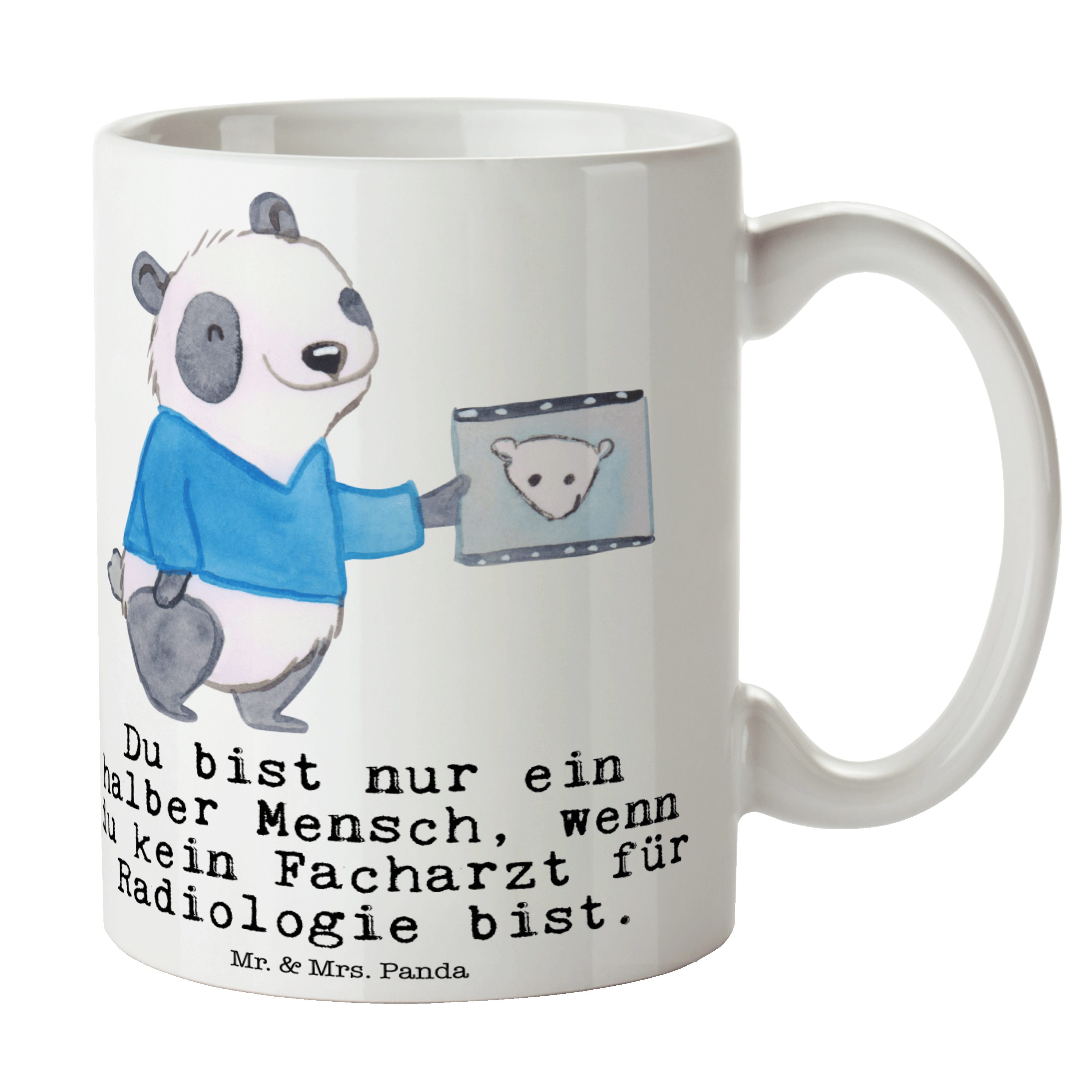 Mr. & Mrs. Panda Tasse Facharzt für Radiologie mit Herz - Weiß - Geschenk, Kollege, Keramikt, Keramik