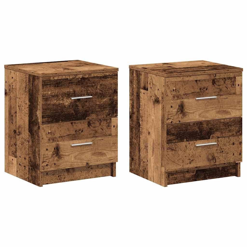 Nachttisch Nachttische 2 Stk. mit 2 Schubladen Altholz-Optik 40x36x50 cm