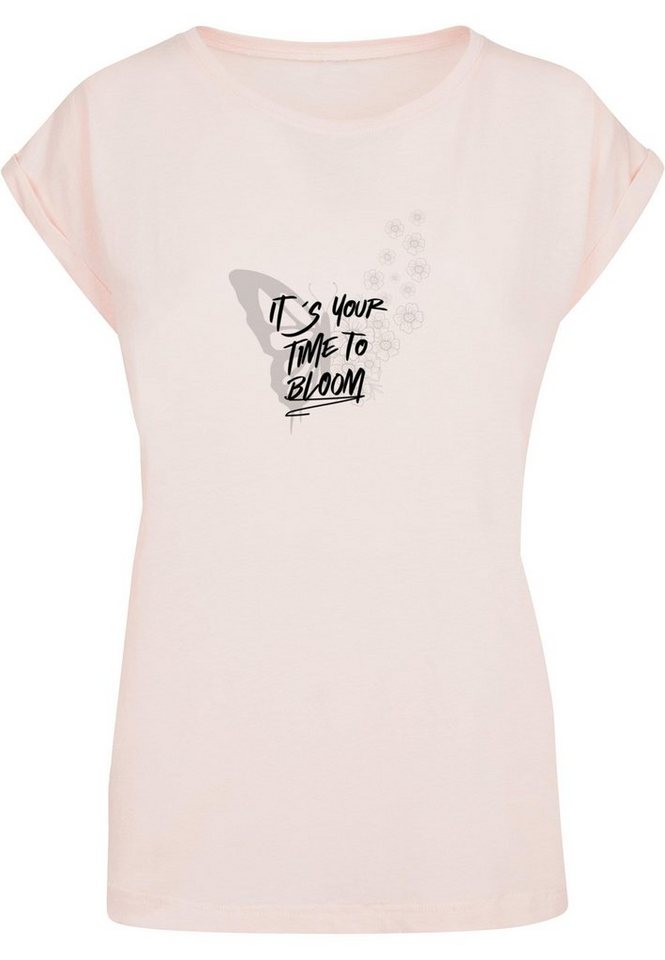 Merchcode T-Shirt Damen Ladies Its Your Time To Bloom Extended Shoulder Tee  (1-tlg)