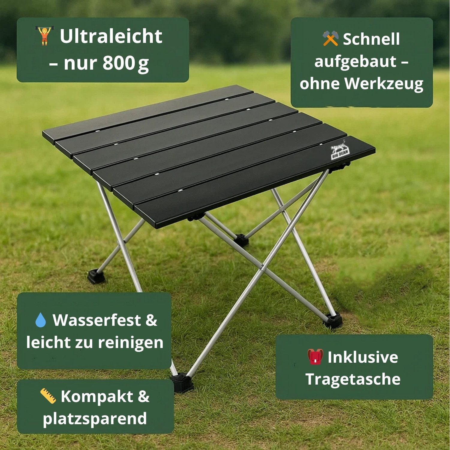 BigDean Campingtisch faltbar Ultraleicht Kleiner Klapptisch - Campingtisch Klapptisch (1-St)
