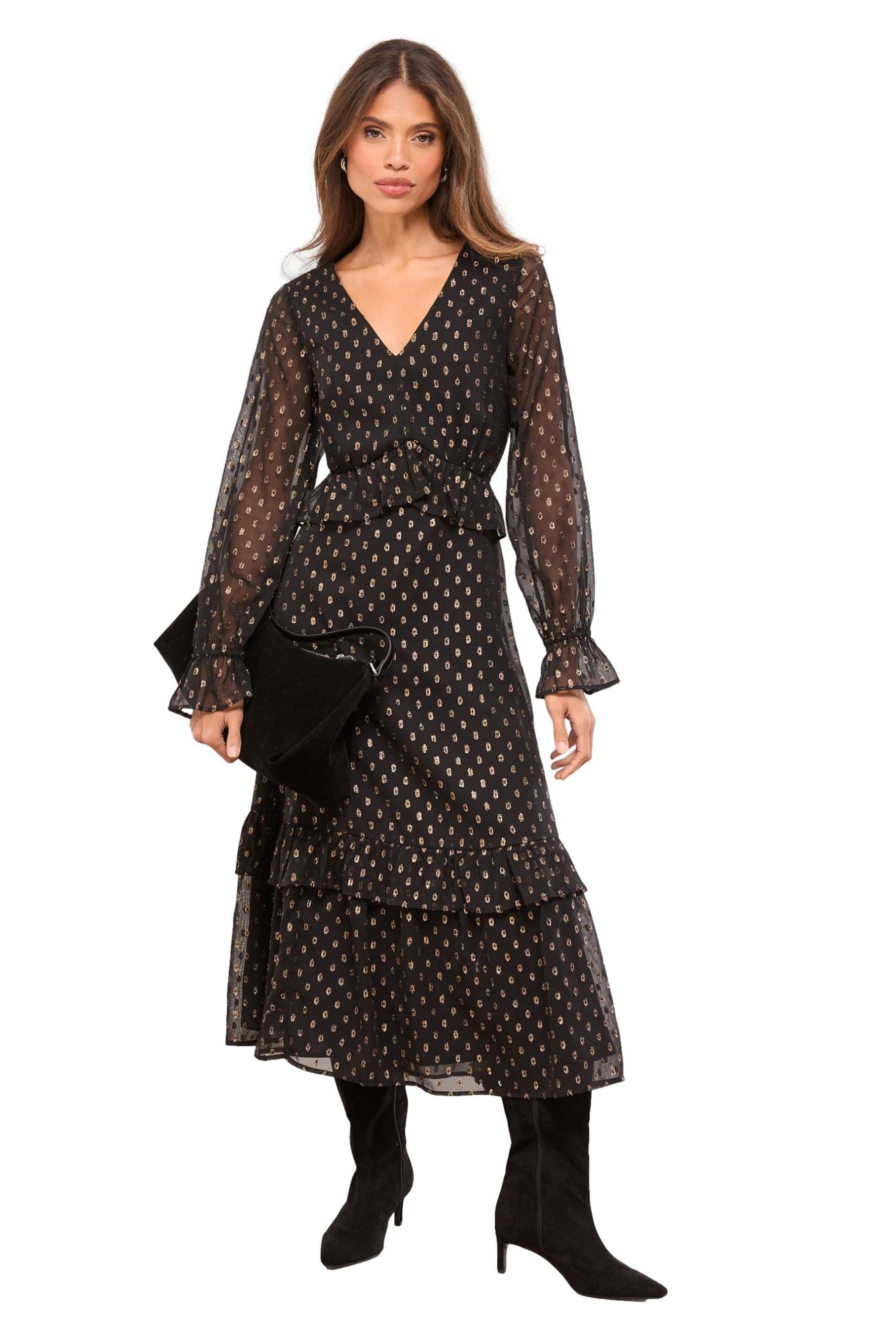 Midikleid Lipsy Midikleid mit Metallic-Tupfen, Regular