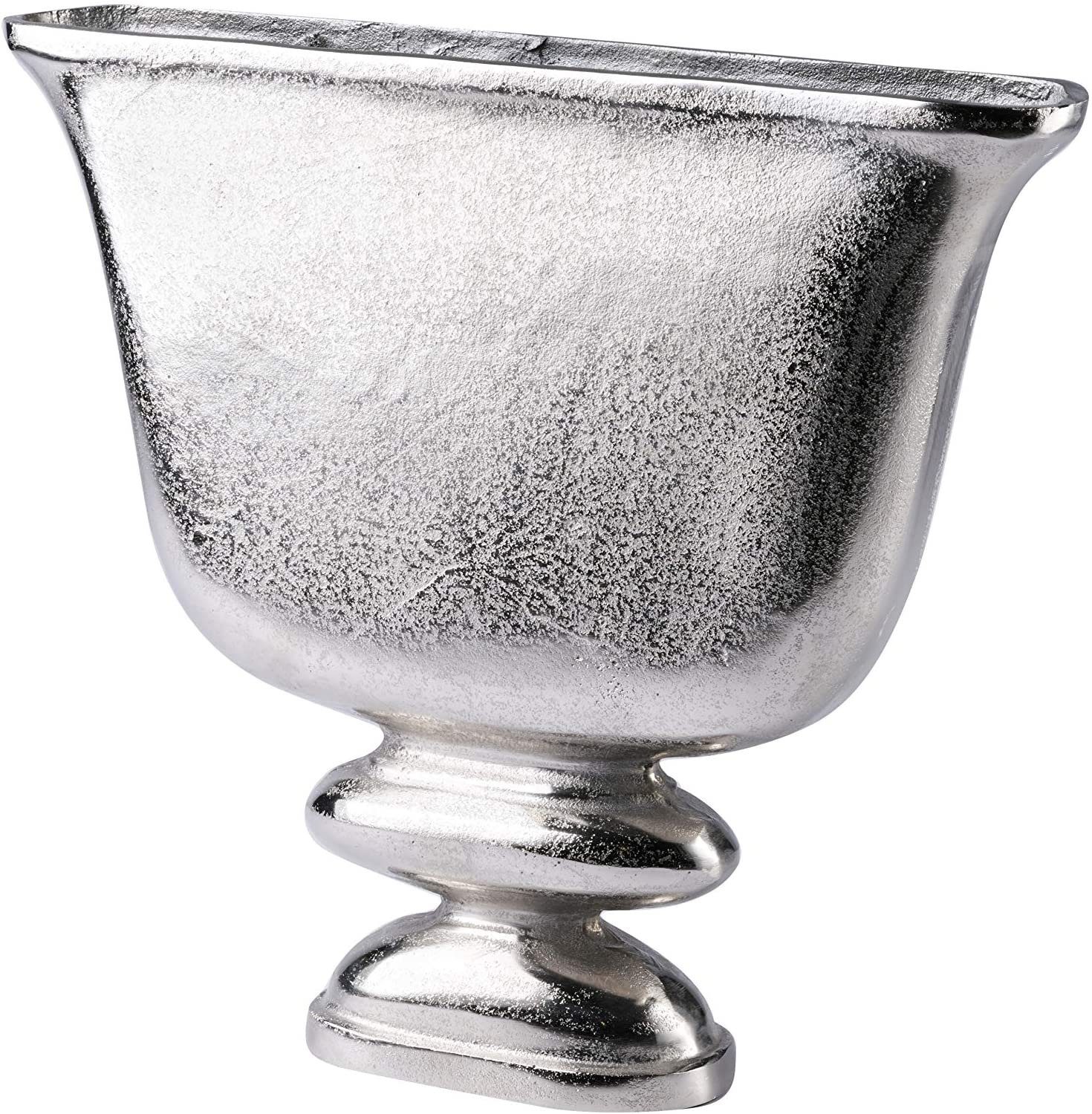 MichaelNoll Dekovase Vase Blumenvase Gefäß Pokalvase Dekovase Aluminium Silber, Deko Modern aus Metall, Wohnzimmer und Küche, 42 cm