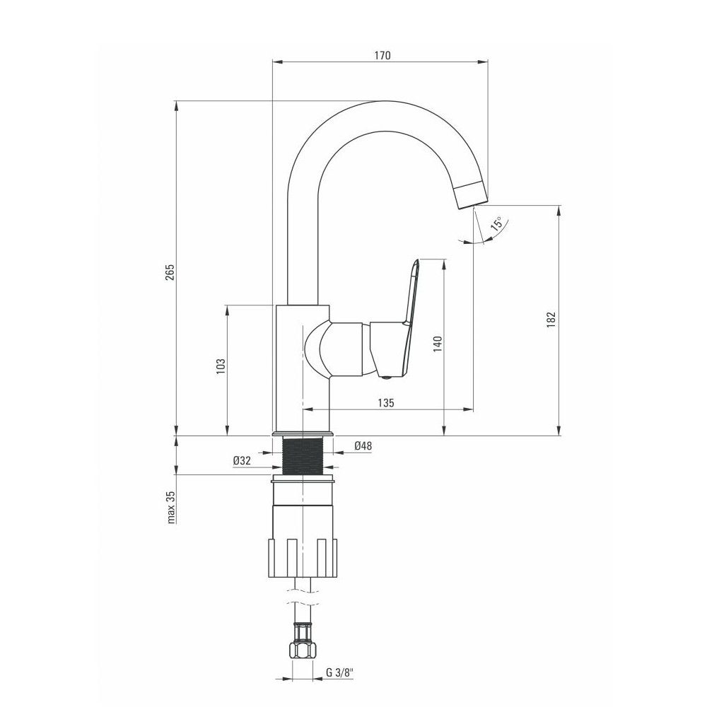 Lomadox Spültischarmatur ARNIKA-30 Design Küchenarmatur 4,8/26,5/17 cm Auslauf schwenkbarem chrom, mit