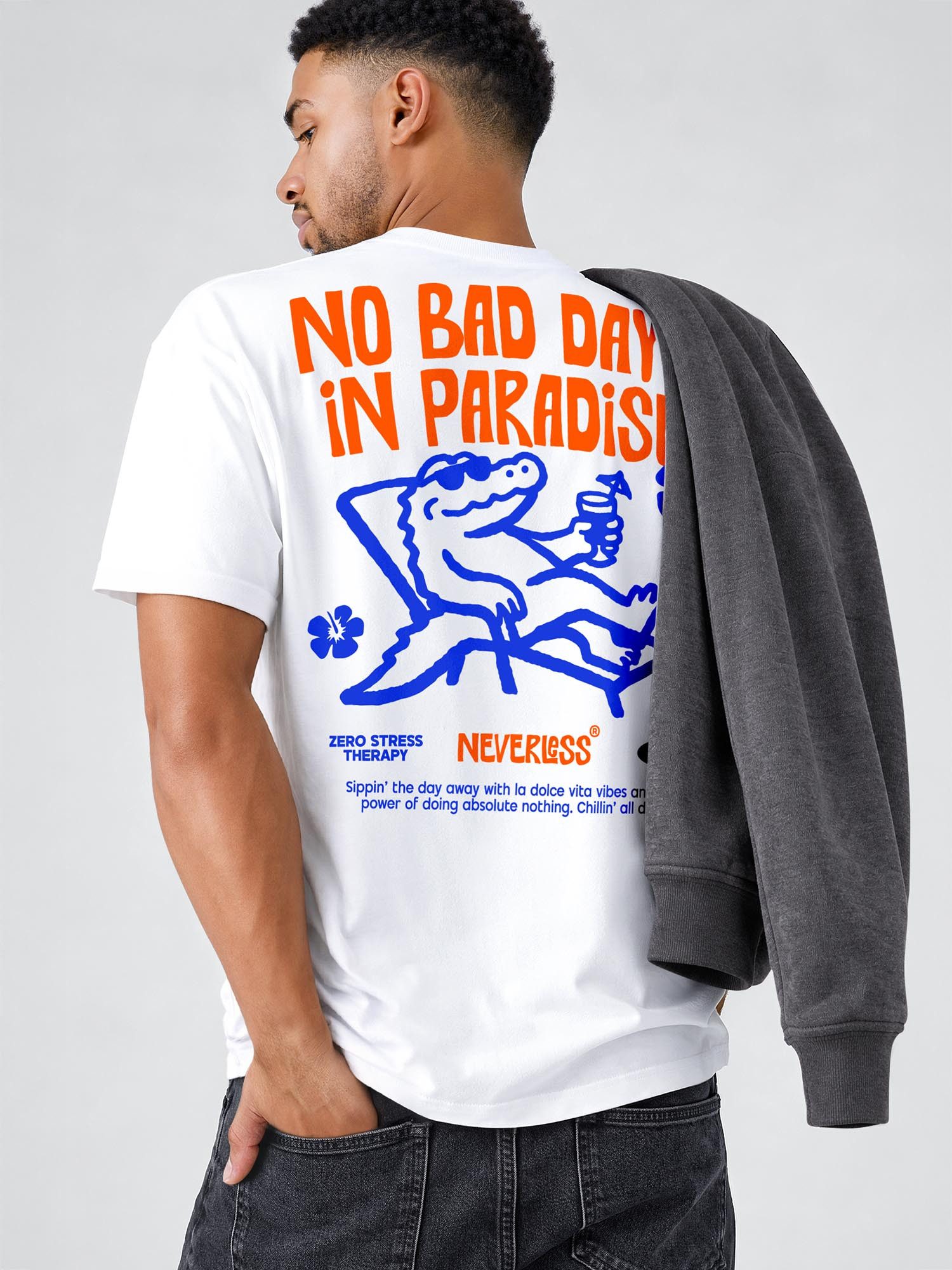 Neverless Oversize-Shirt Herren T-Shirt - No Bad Days - Relaxed Fit Sommer Fashion Streetstyle mit Print – Bild 5 von 5